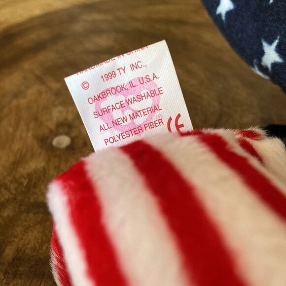 Ty Beanie  Sparkle The American Bear Pink Face Retired Birthday June 14, 1999 - Picture 8 of 12